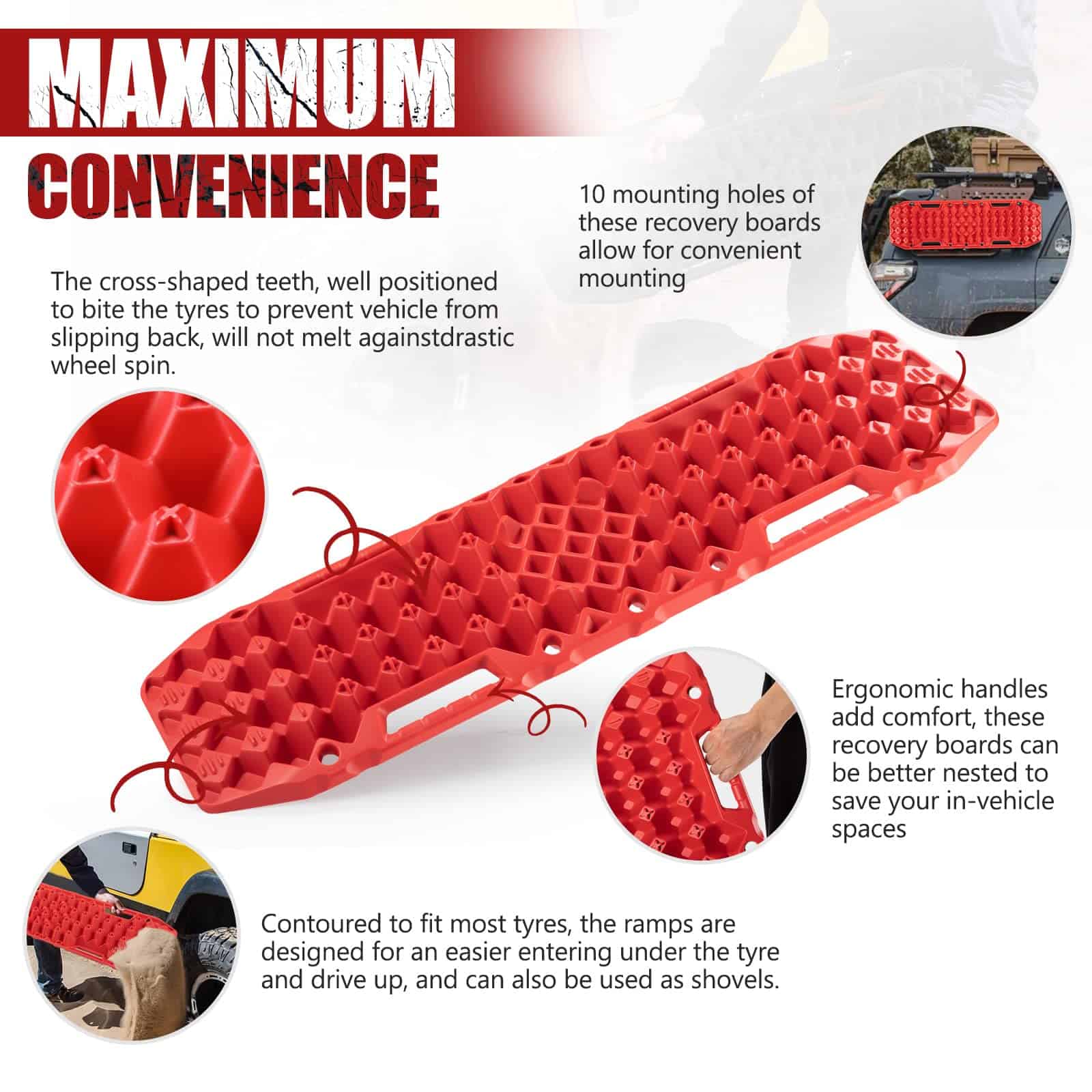 Tablas de tracción todoterreno BUNKER INDUST -Roja - Imagen 5