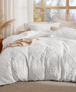 Bedsure Boho Twin Duvet Cover - Ropa de cama -Blanco
