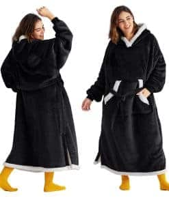 Manta con capucha Bedsure, manta larga -Negro