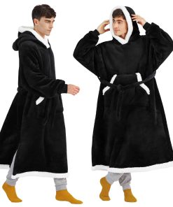 Manta con capucha Bedsure, manta larga -Negra