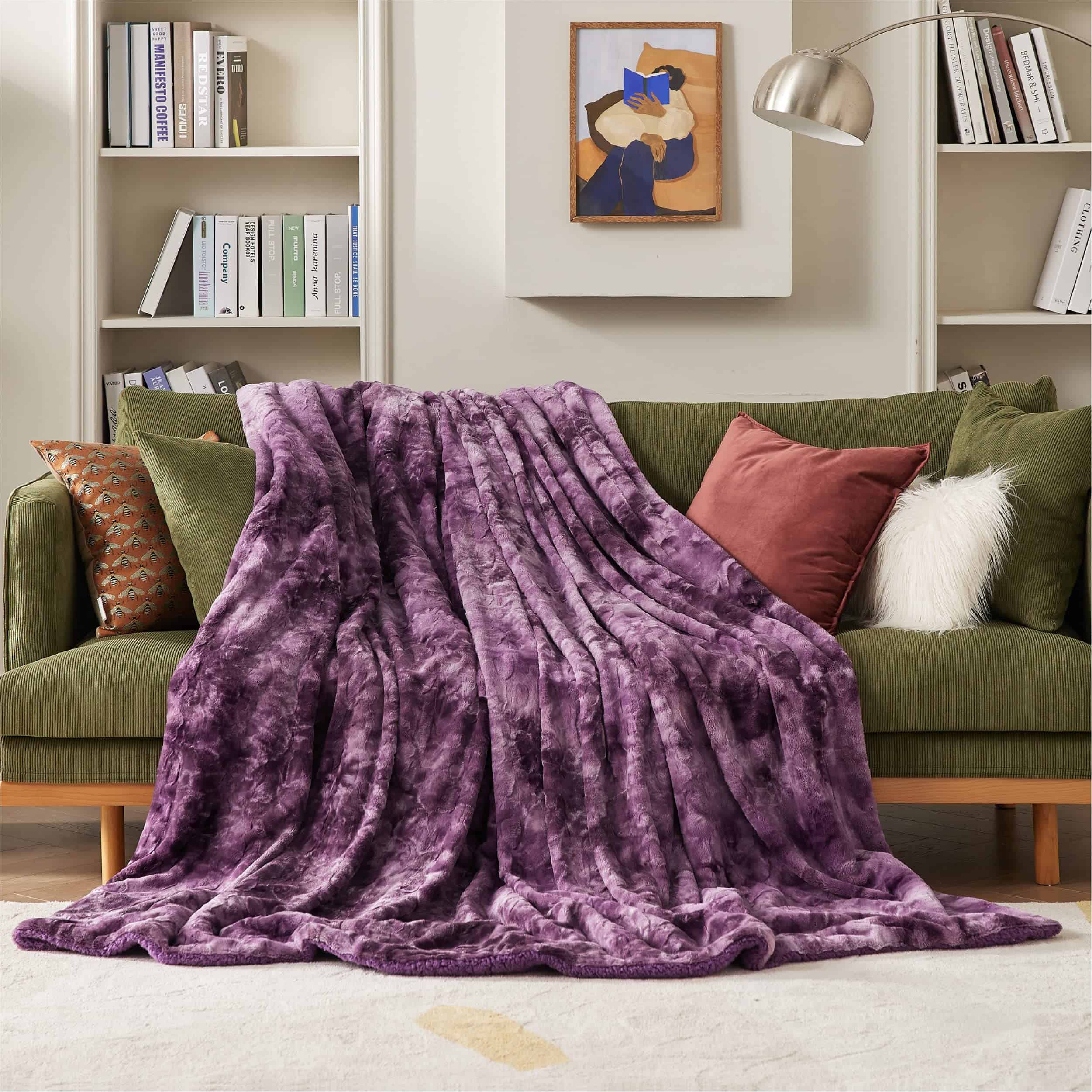 Manta de felpa Bedsure tamaño Twin - Morado, suave y - Imagen 6