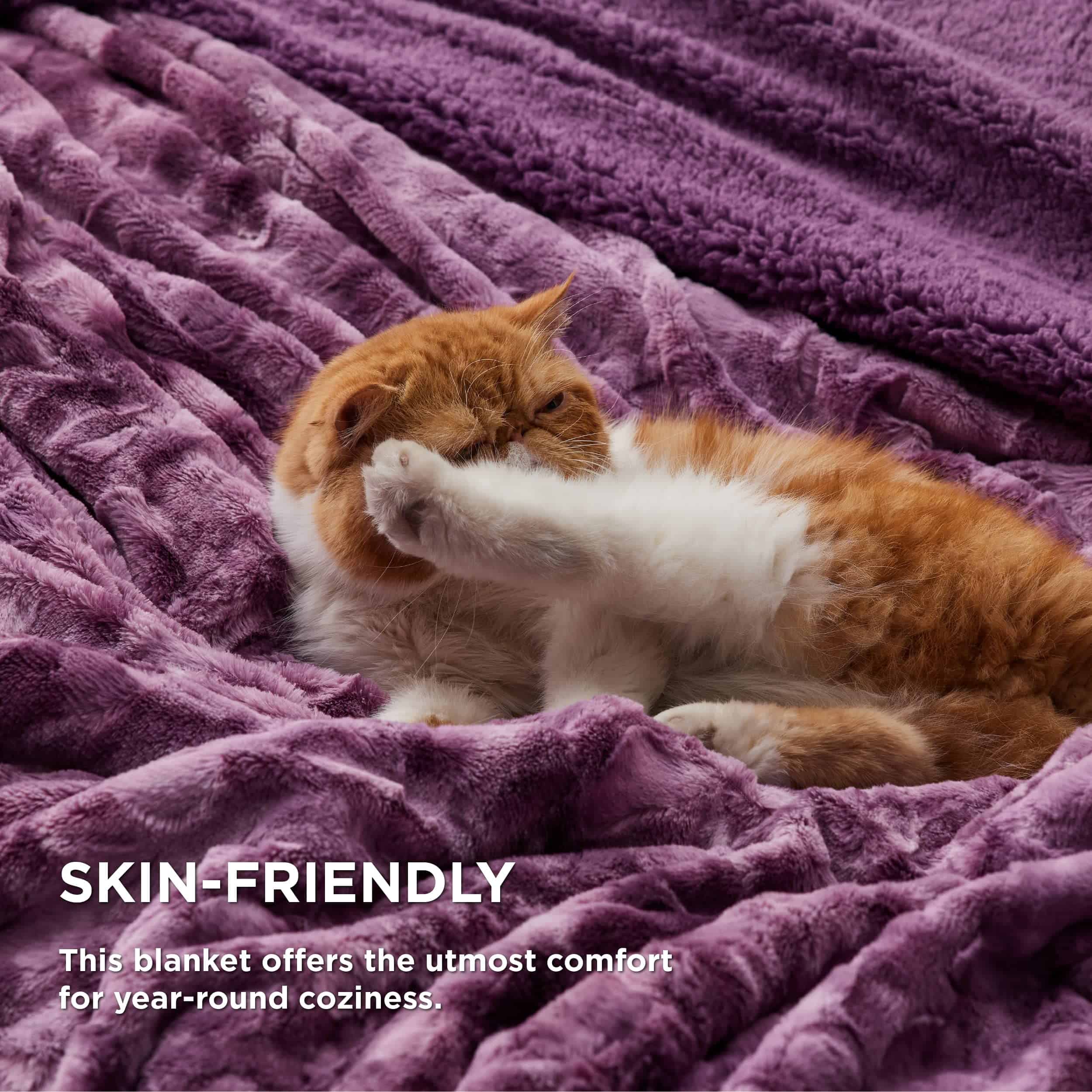Manta de felpa Bedsure tamaño Twin - Morado, suave y - Imagen 4