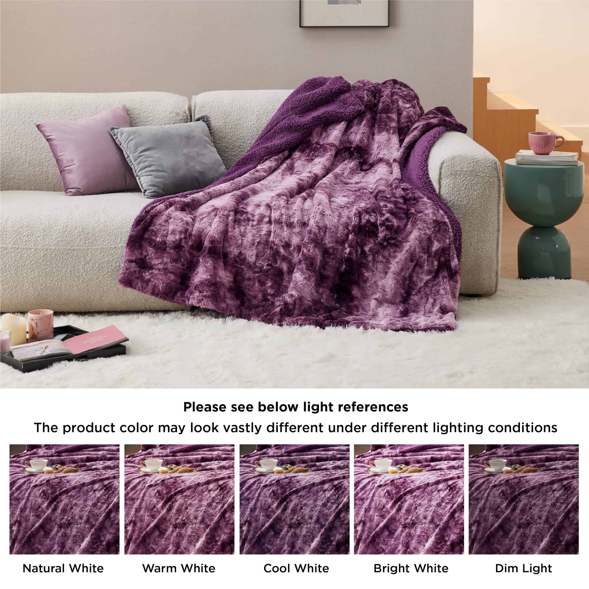 Manta de felpa Bedsure tamaño Twin - Morado, suave y - Imagen 7