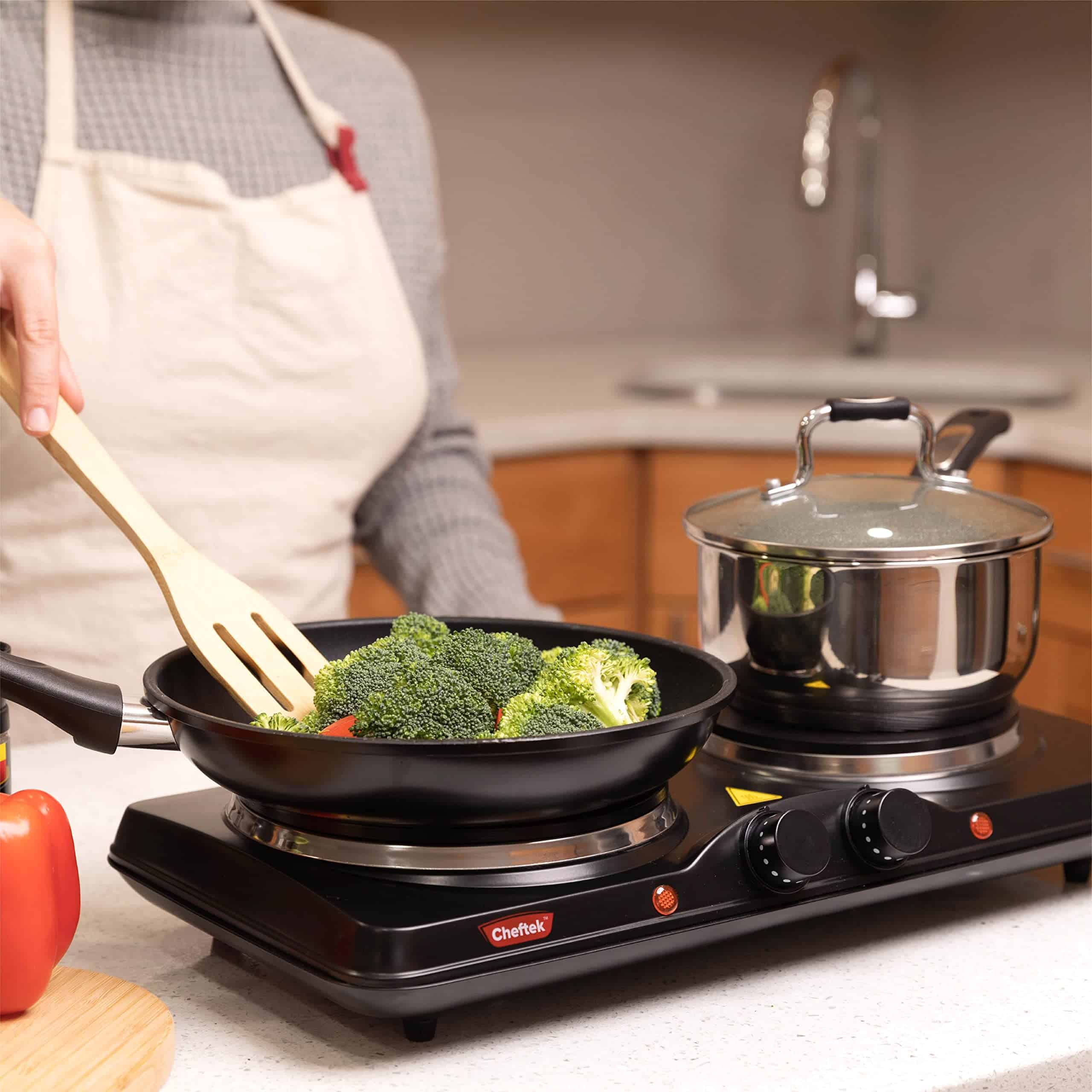 Placa eléctrica de doble quemador Cheftek - Con potente - Imagen 4
