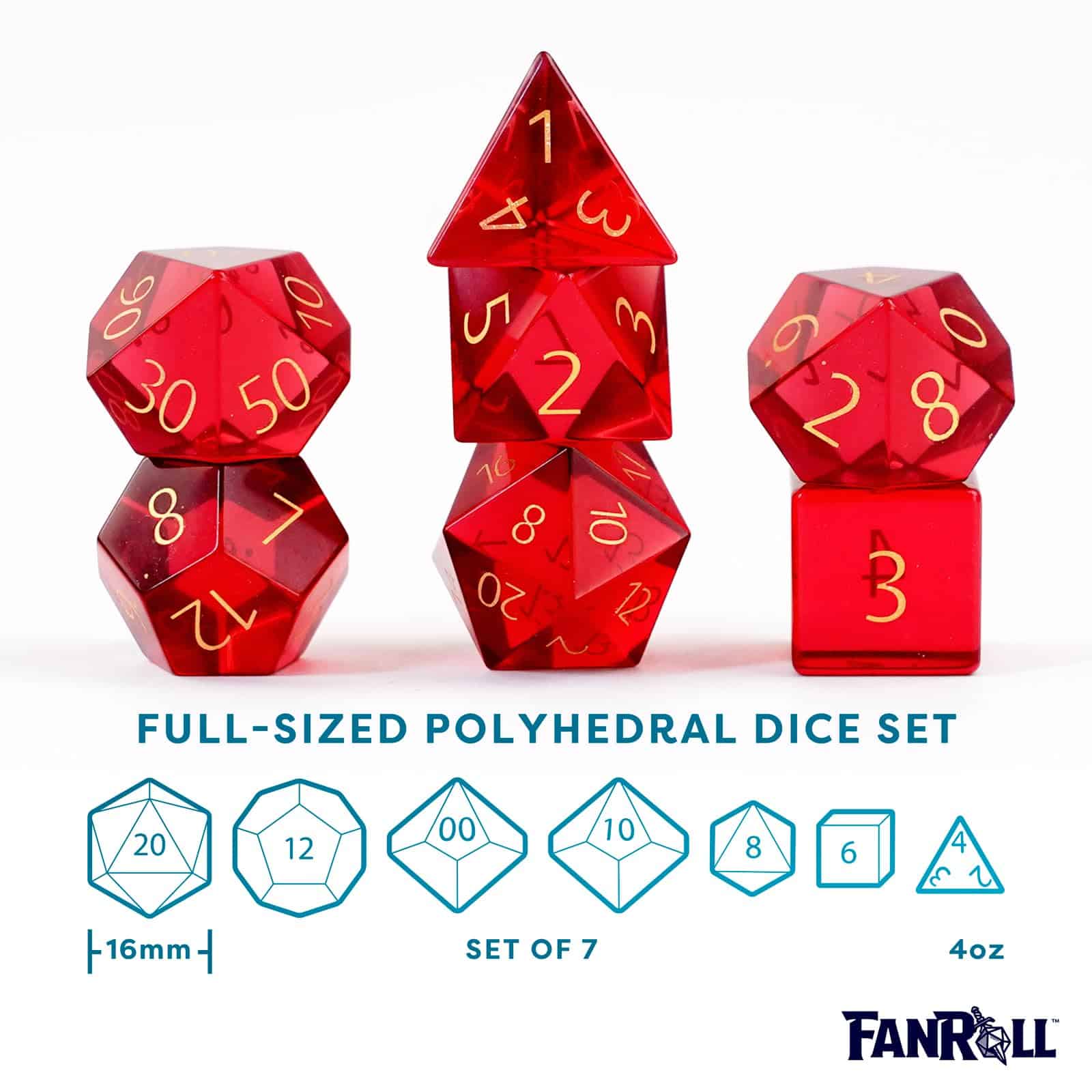 Set de Dados Poliédricos FanRoll de Metallic Dice Games - Imagen 3