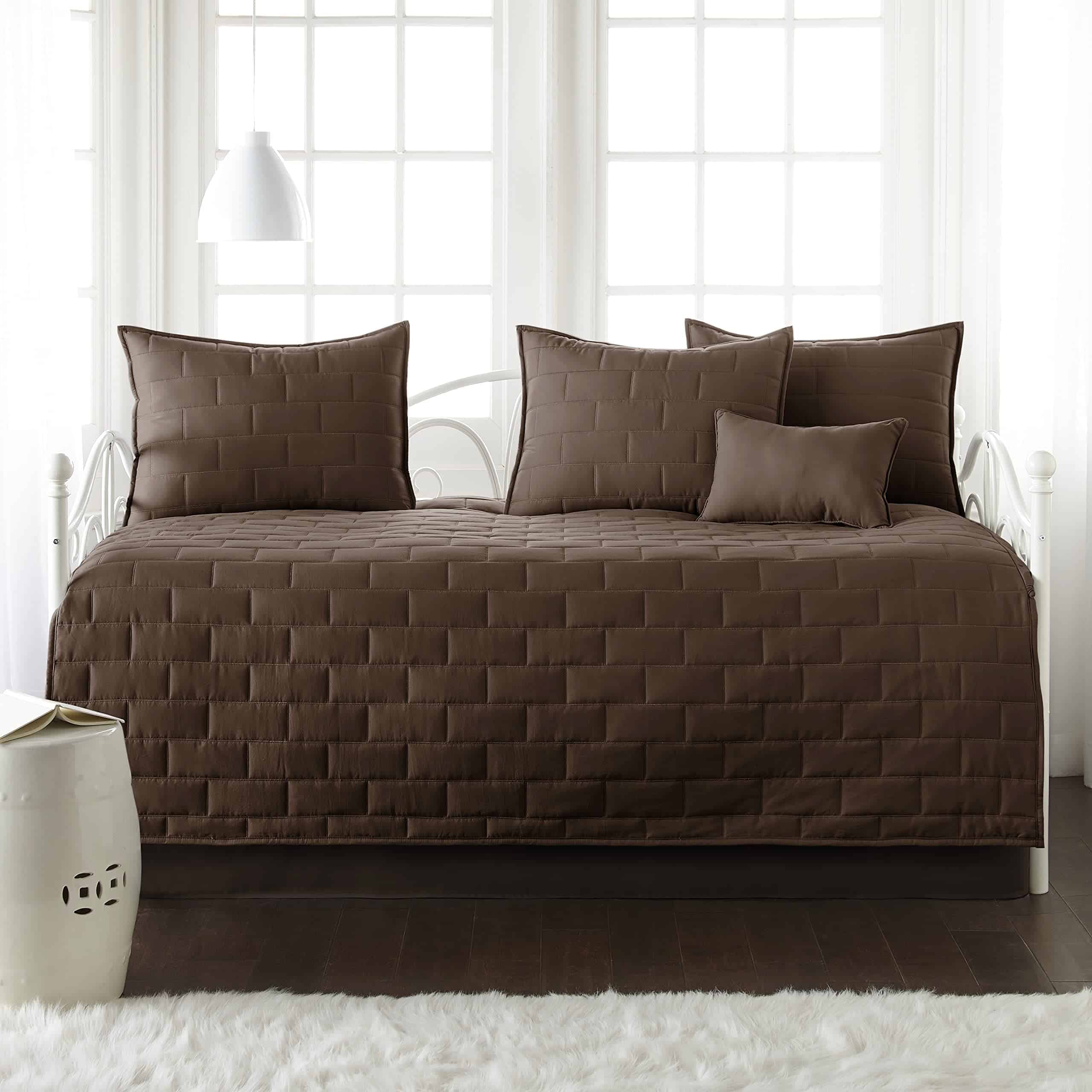 Juego de edredón para cama individual -Ladrillo marrón