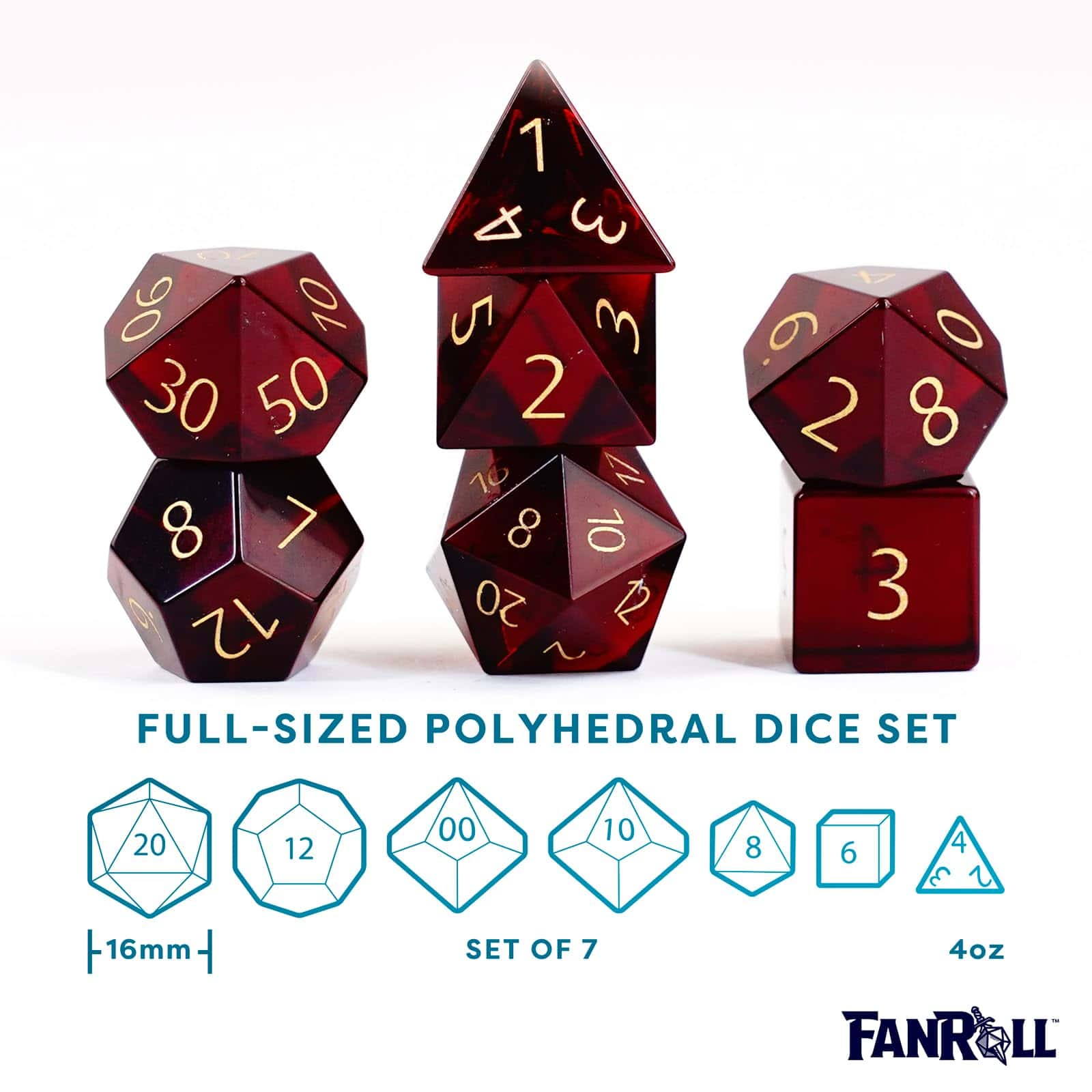 Conjunto de dados de poliédrico FanRoll by Metallic Dice - Imagen 3