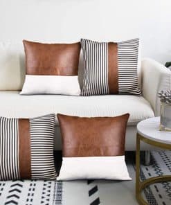 Juego de 4 Fundas de Cojín Decorativas 18x18 Pulgadas Cuero