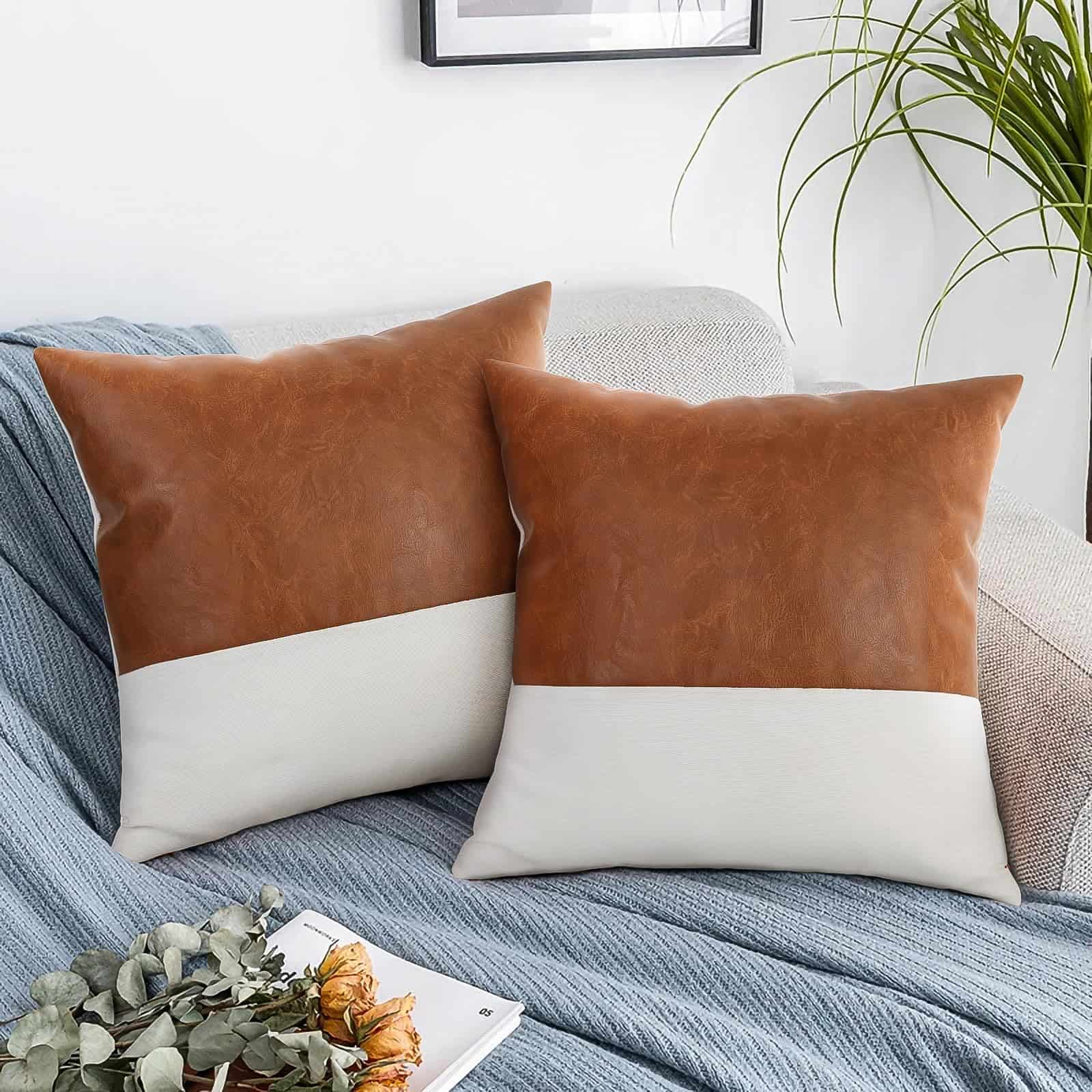 Juego de 4 Fundas de Cojín Decorativas 18x18 Pulgadas Cuero - Imagen 5