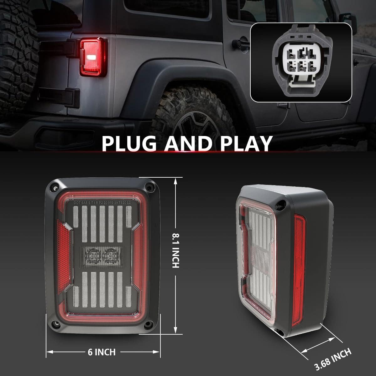 Luces Traseras LED GXENOGO Compatibles con Jeep Wrangler JK - Imagen 3