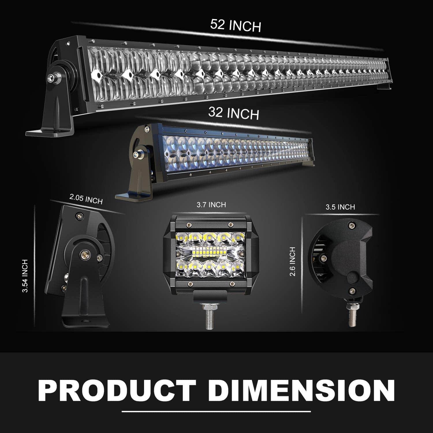 Juego de luces LED DOT 5D de 52 pulgadas 300W y 32 pulgadas - Imagen 3