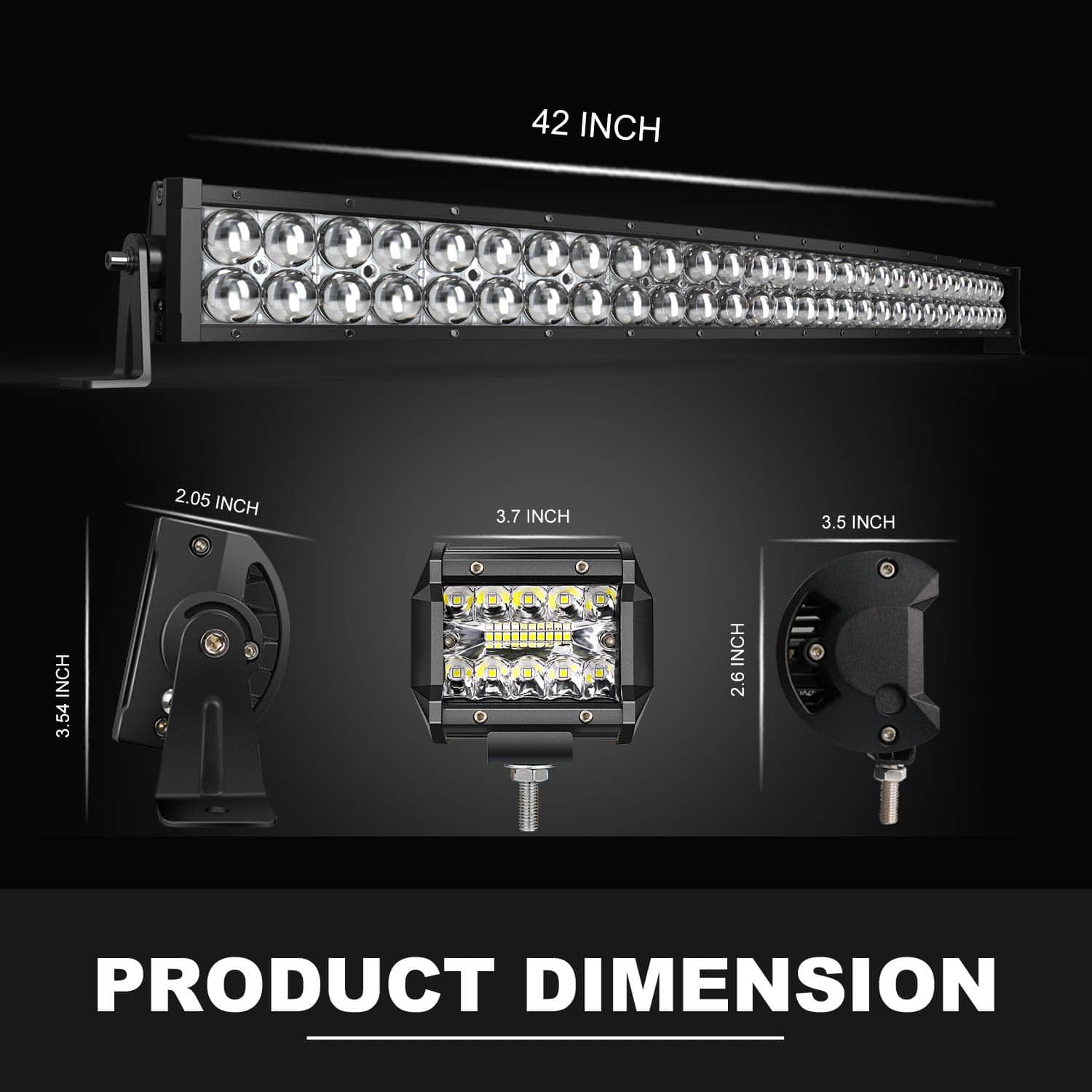 Barra de Luz LED Curva 5D de 42 Pulgadas 240W + 2x Luces - Imagen 3