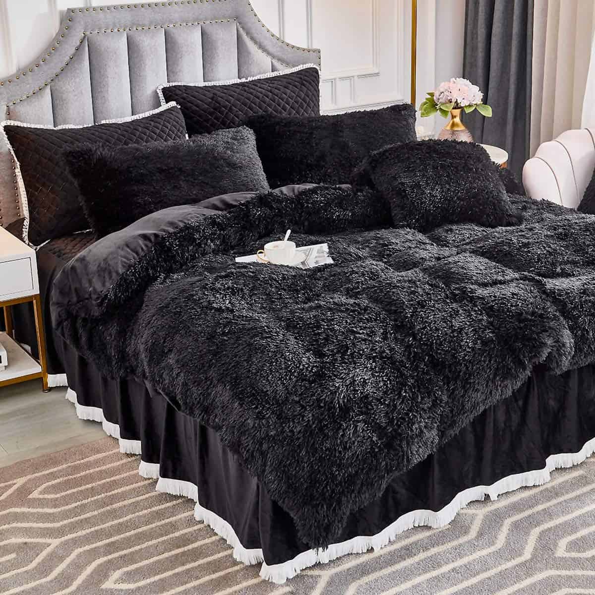 JAUXIO Juego de Ropa de Cama de Lujo de Pelo Sintético - Imagen 4