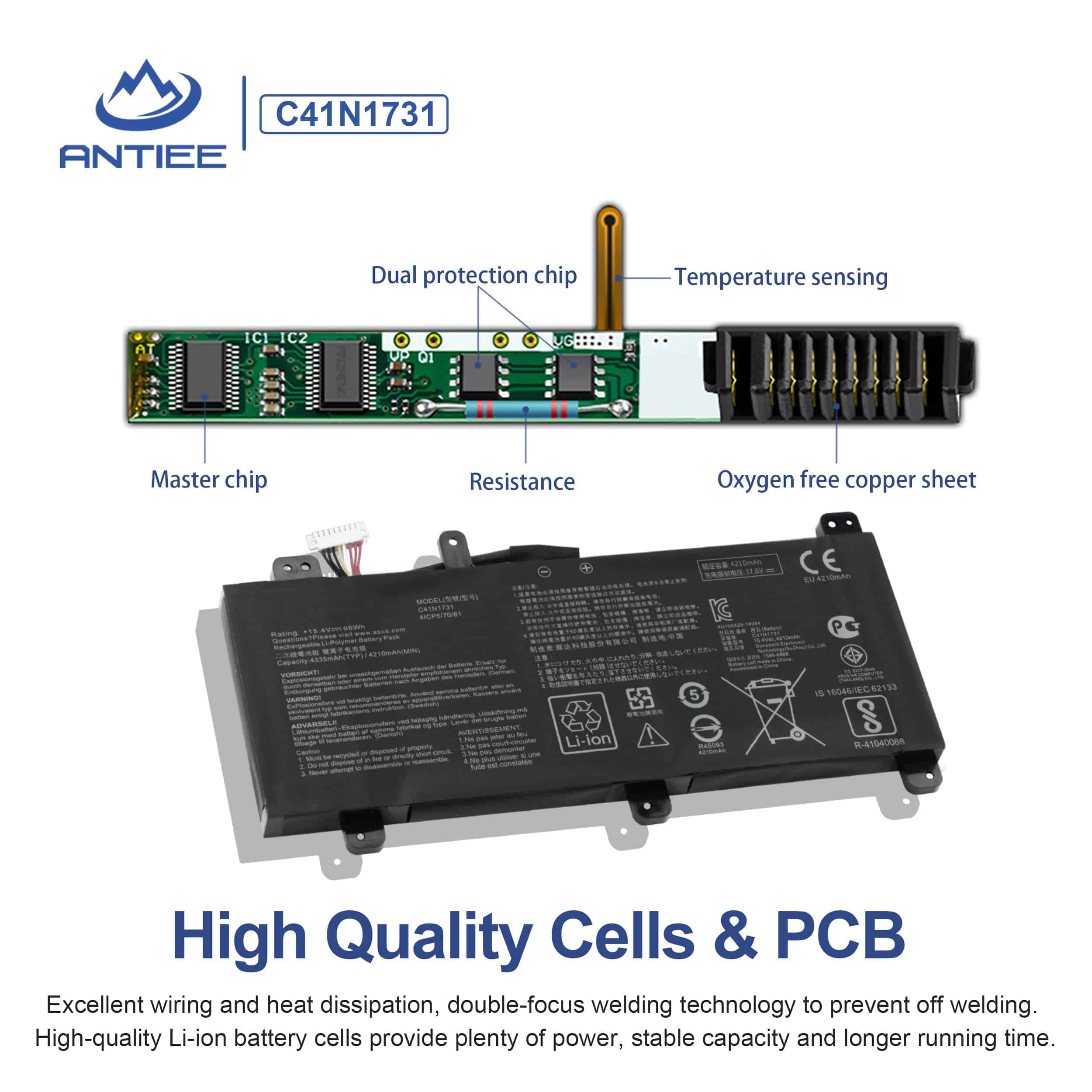 Batería ANTIEE C41N1731 para Asus ROG Strix Scar II G715 - Imagen 4