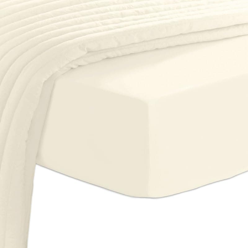 Sábana Ajustable Pizuna Pure 100% Algodón Ivory, Lujoso