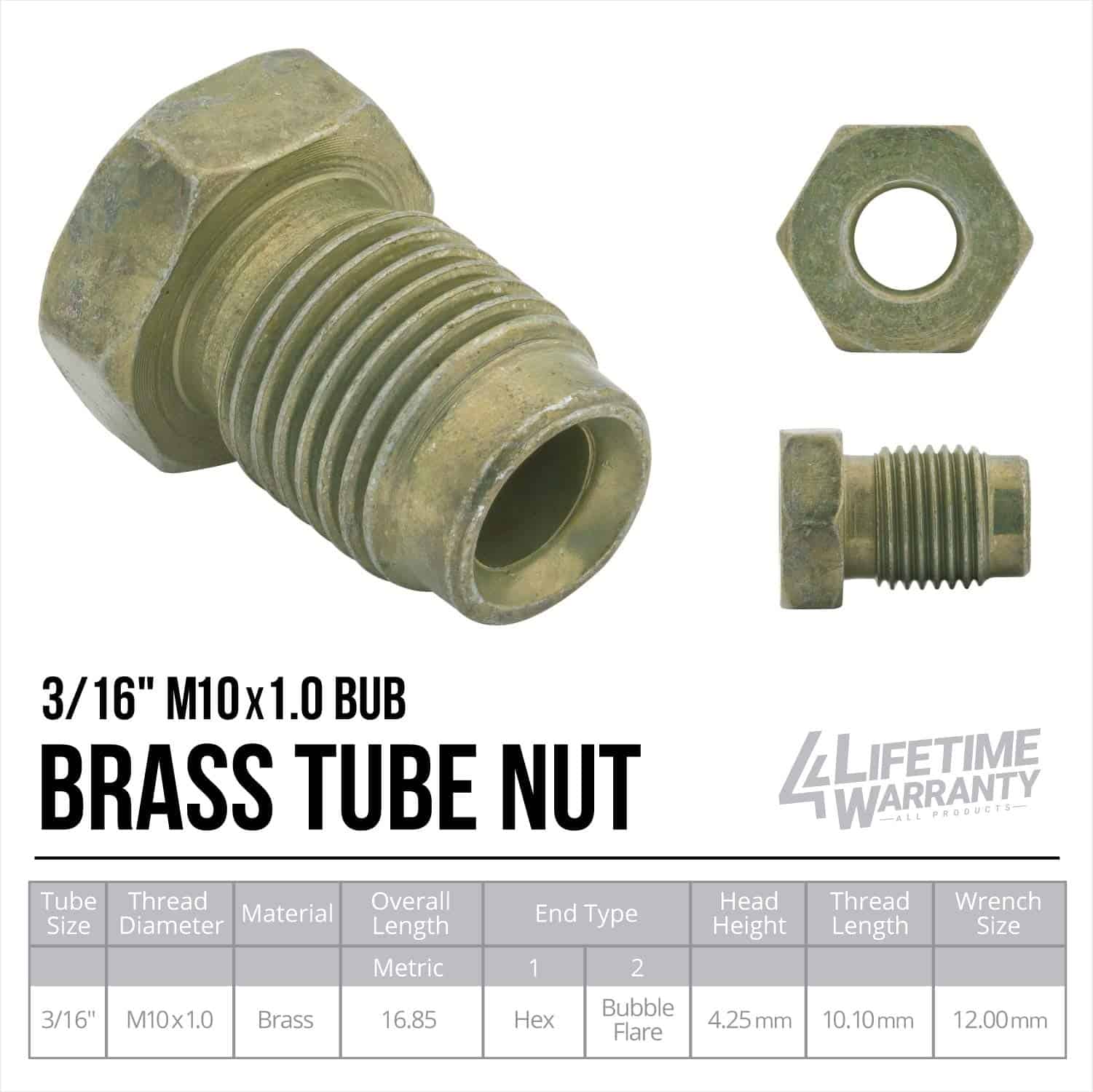Conjunto de 50 Tuercas de Tubo de Freno de Acero 3/16 (M10 - Imagen 3