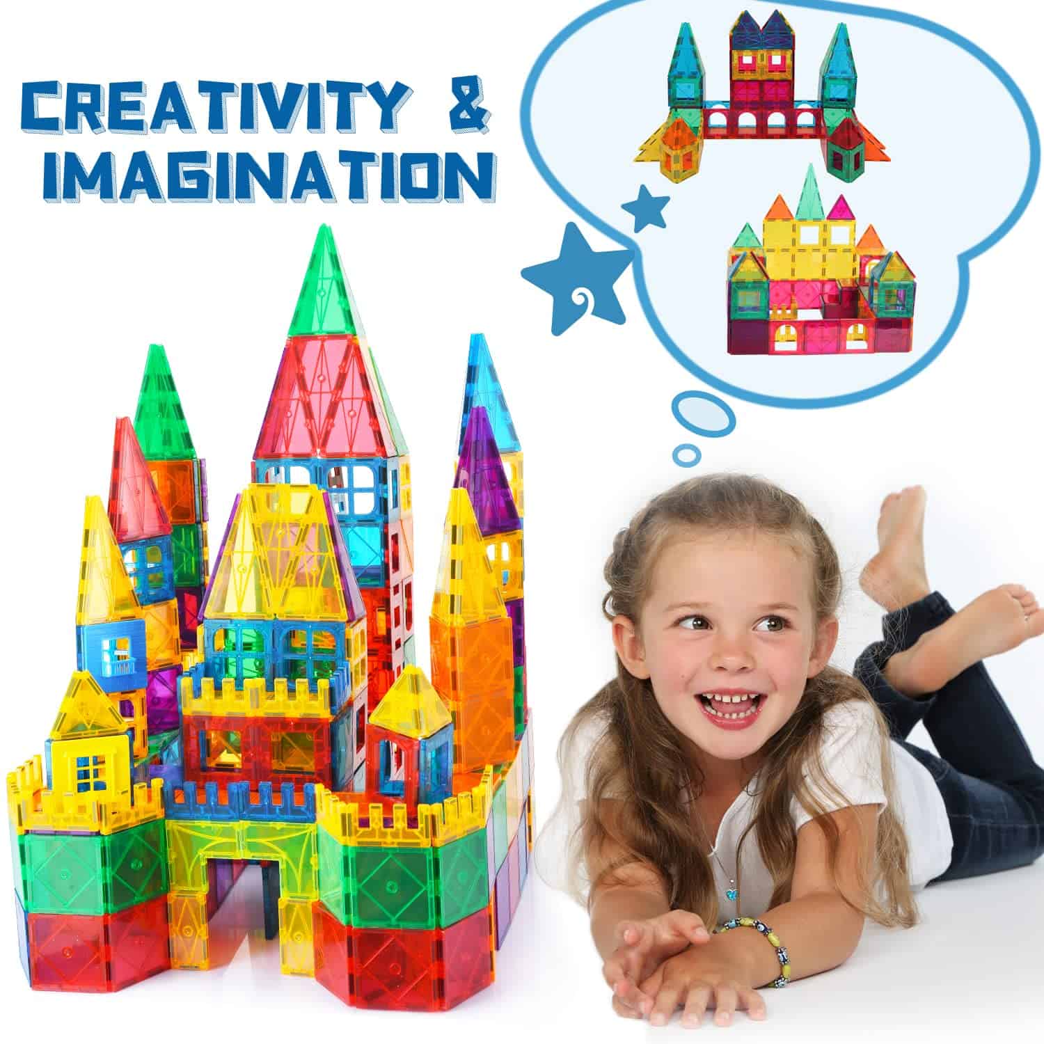 AFUNX Magnetic Tiles, 102 PCS Bloques Magnéticos de - Imagen 5