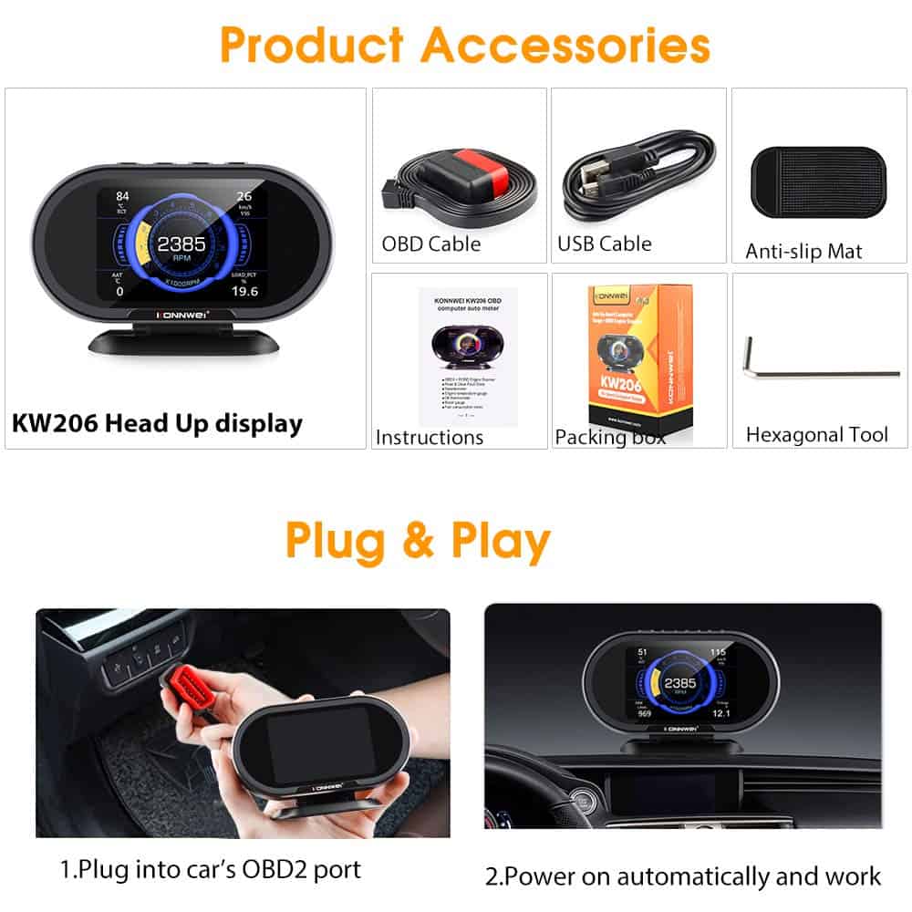 KONNWEI KW206 Medidor Digital OBD2 para Automóvil Todo en - Imagen 10