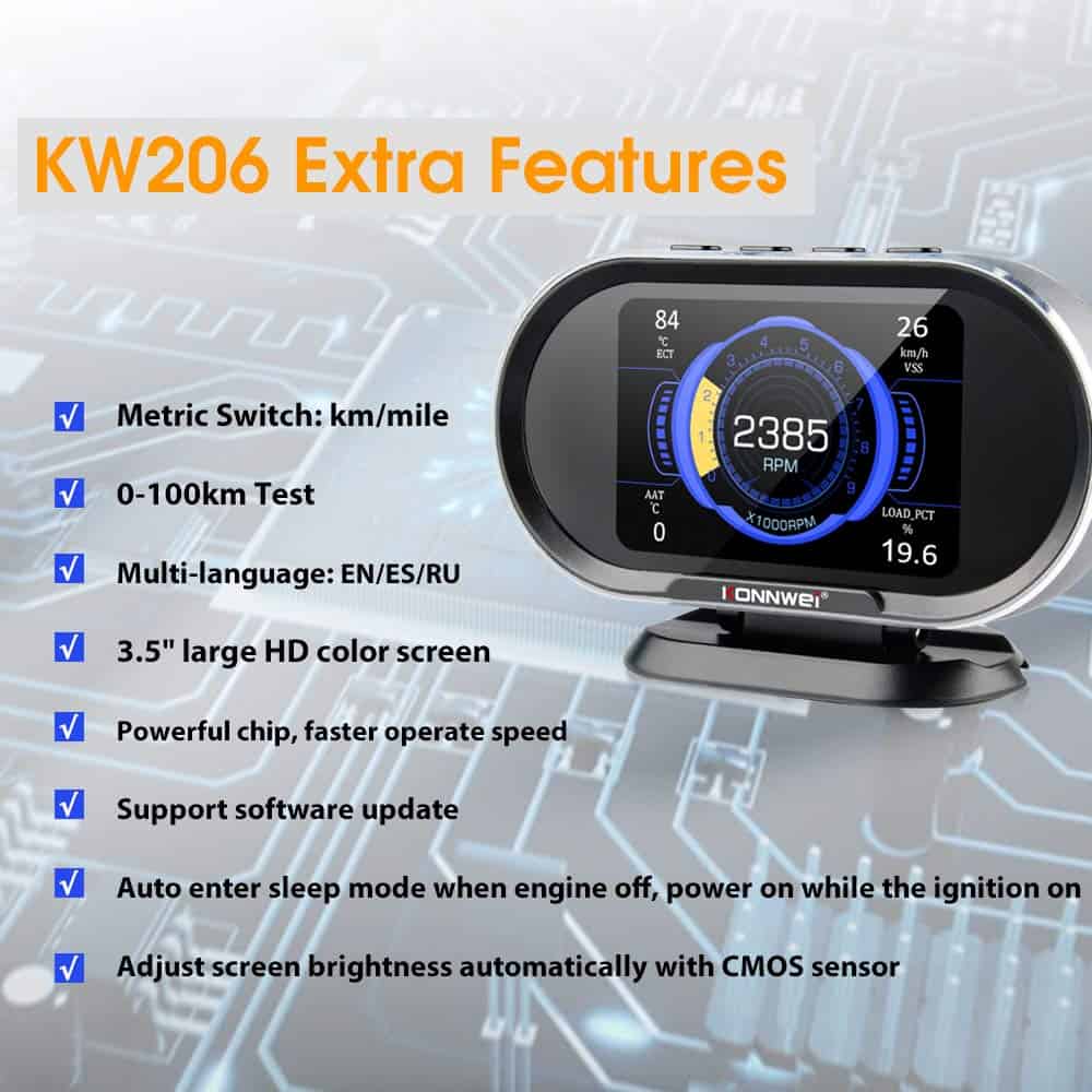 KONNWEI KW206 Medidor Digital OBD2 para Automóvil Todo en - Imagen 9