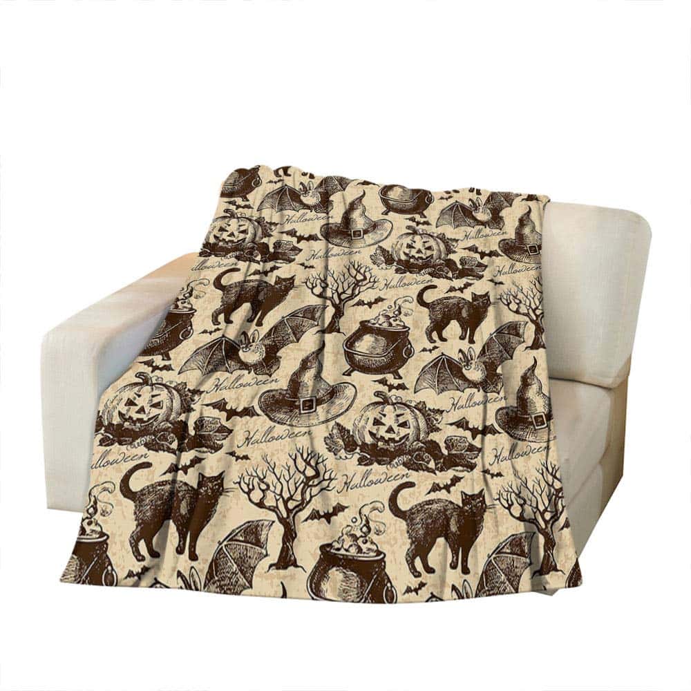 Manta de Lanzamiento con Patrón de Halloween Estilo Vintage - Imagen 4