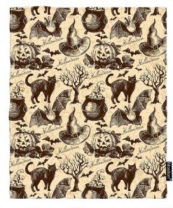 Manta de Lanzamiento con Patrón de Halloween Estilo Vintage