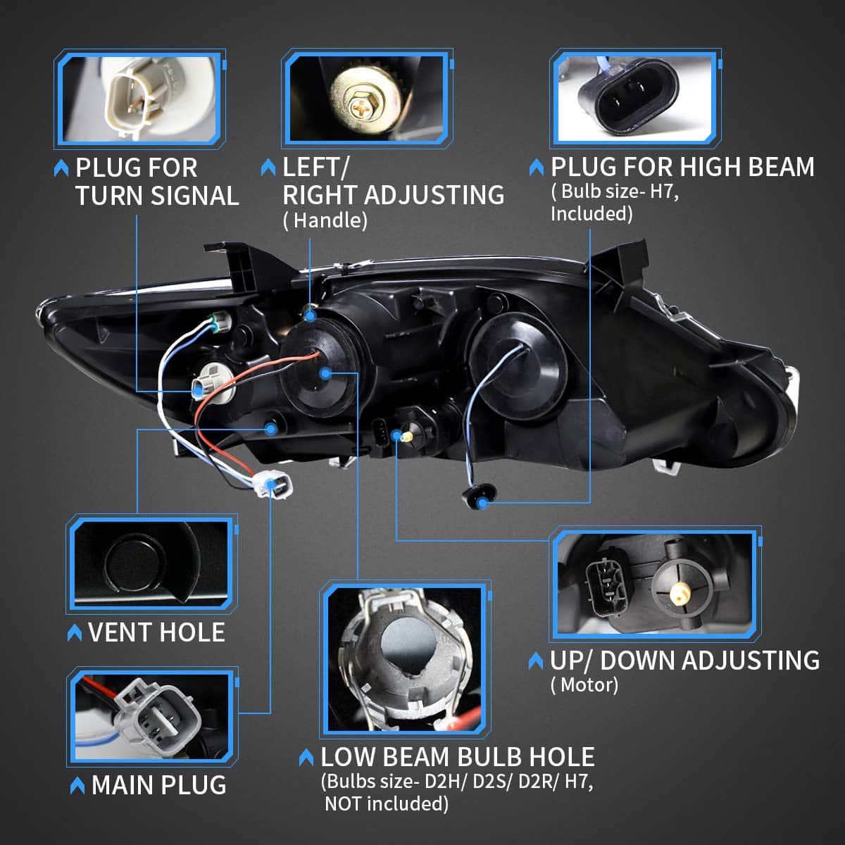 Faros del Proyector LED VLAND Compatibles con Toyota Camry - Imagen 6