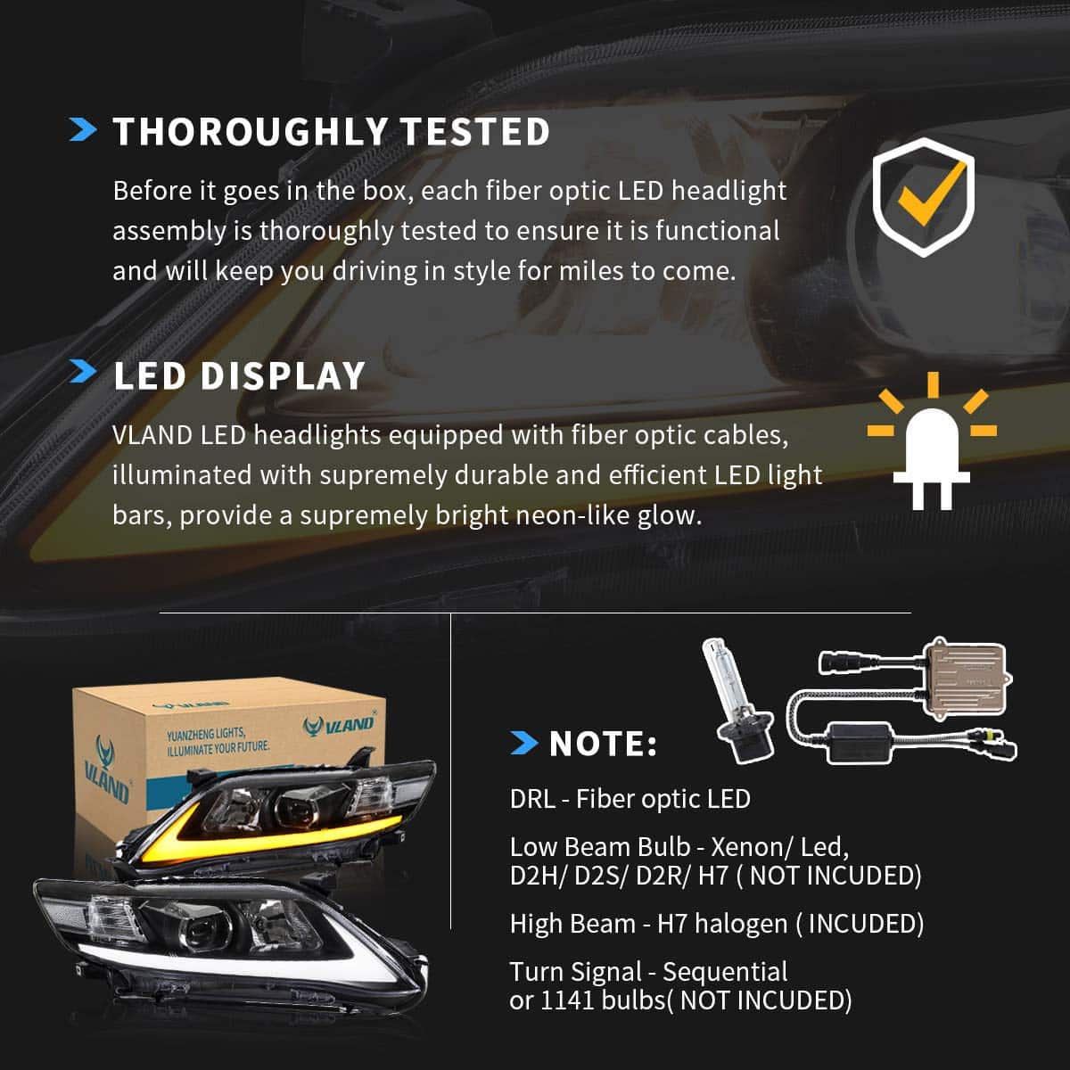 Faros del Proyector LED VLAND Compatibles con Toyota Camry - Imagen 7
