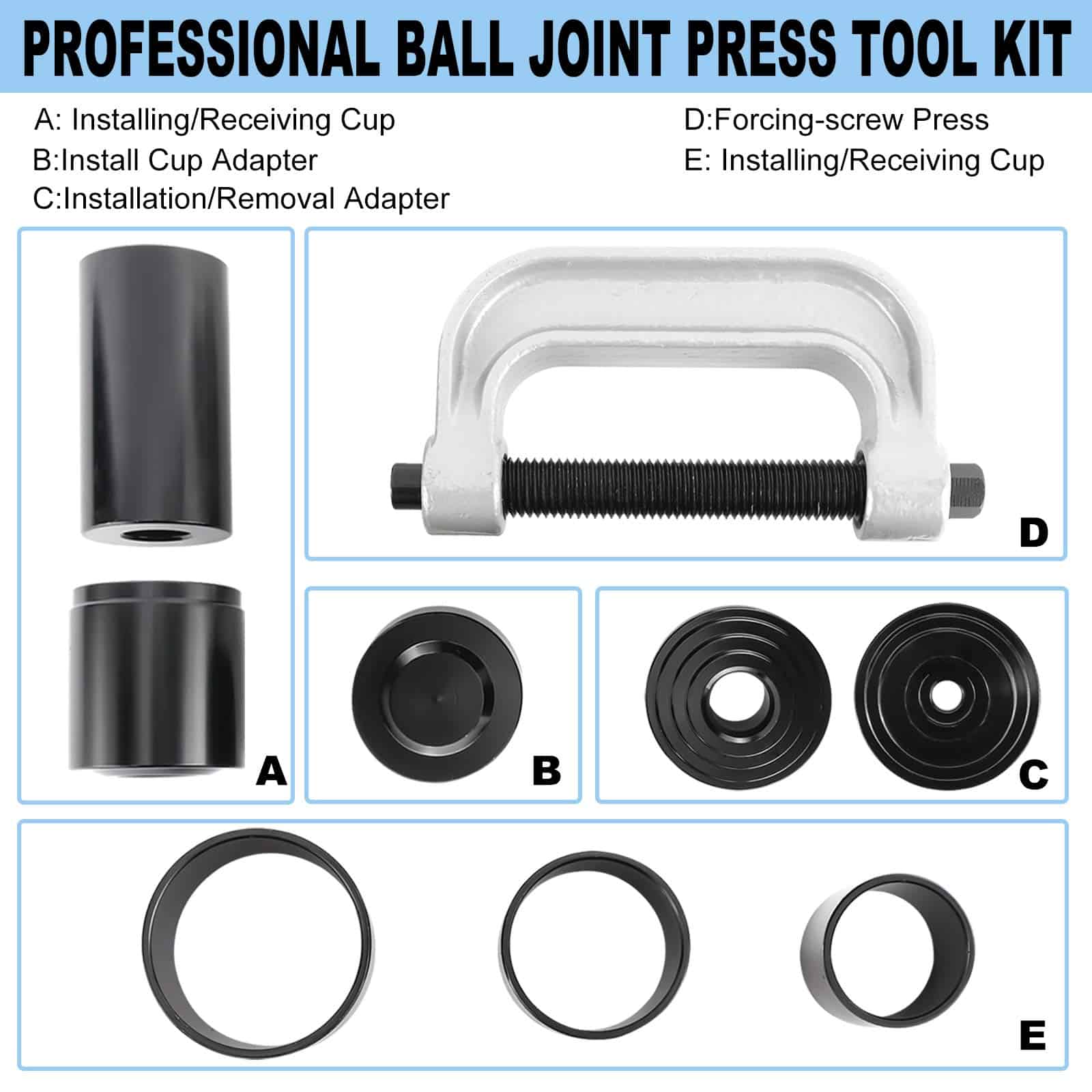 Kit de Prensa de Rótulas Pesadas KUNTEC 10Pcs, Juego de - Imagen 3