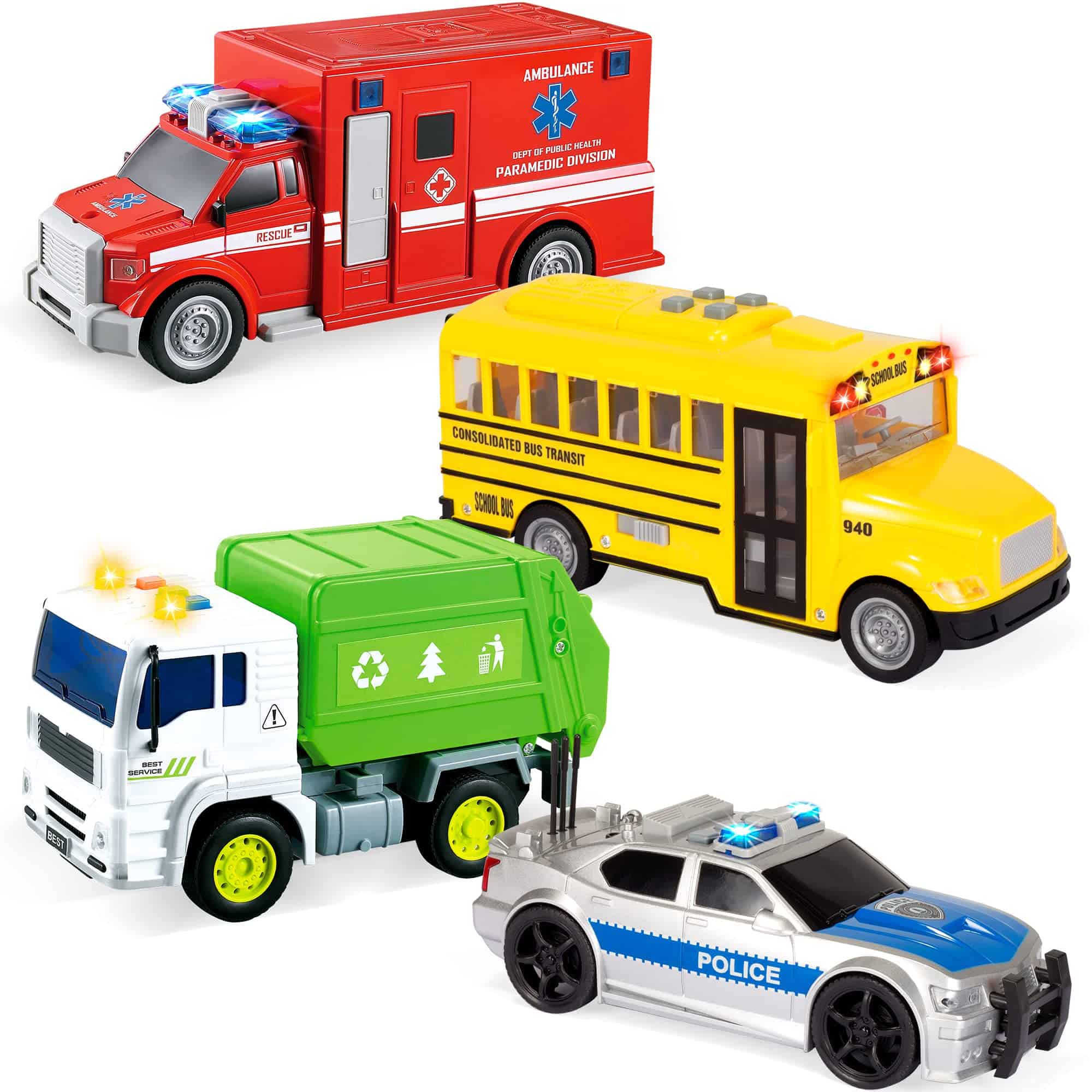 Set de 4 Autos de Juguete de 7" de Largo de JOYIN, Coches