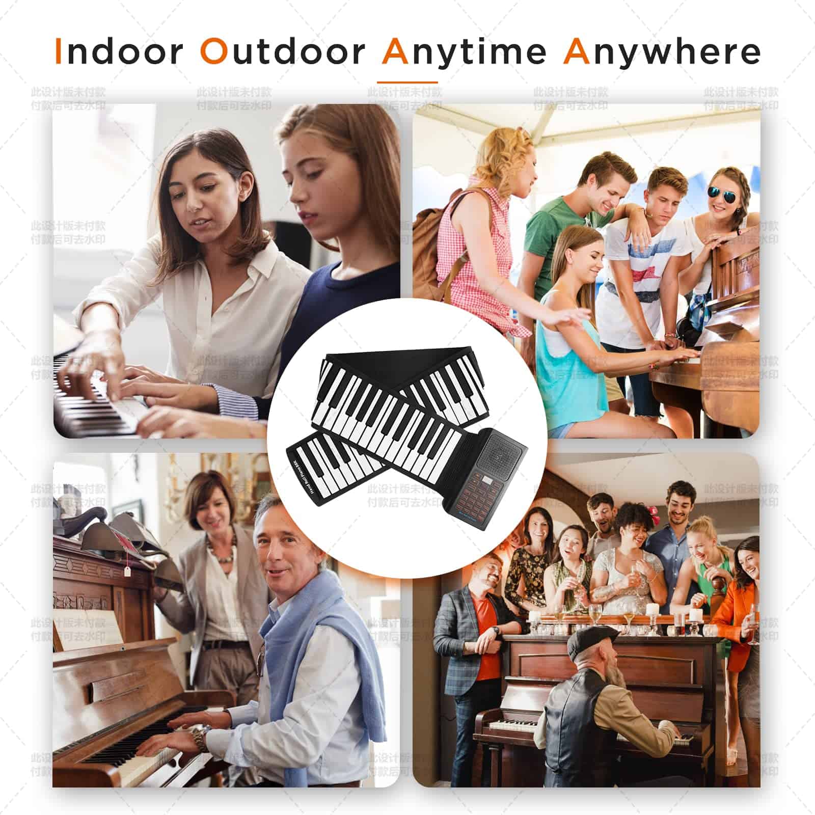 Piano de 61 teclas enrollable, Piano de Mano Electrónico - Imagen 8
