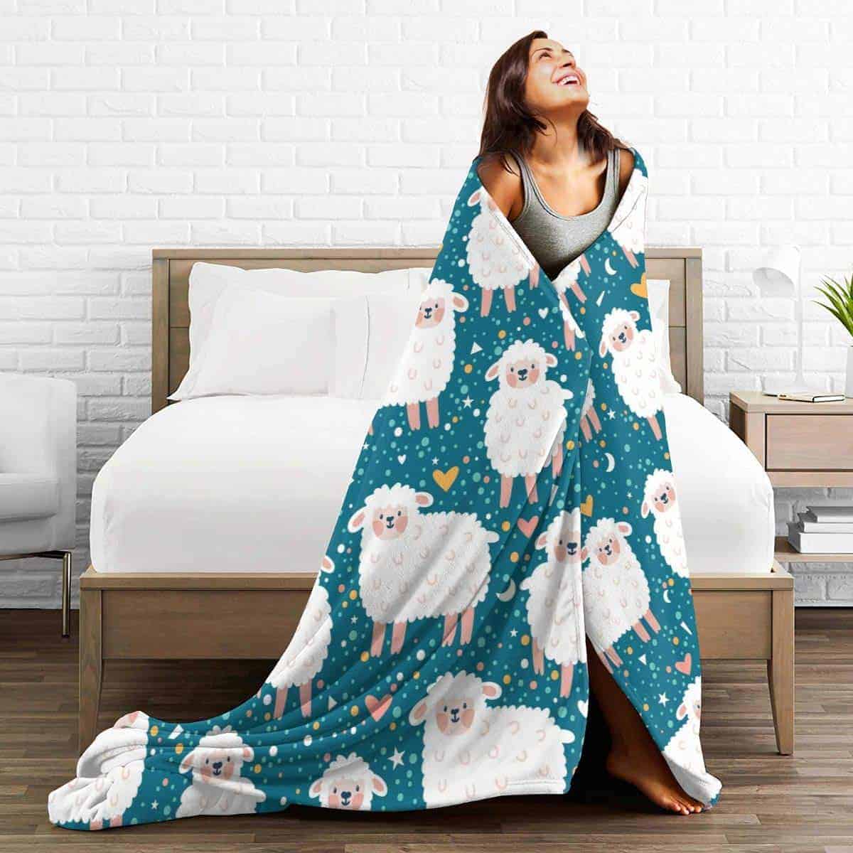 Manta de Chenilla de Lana de Oveja Linda Abucaky Ultra - Imagen 6