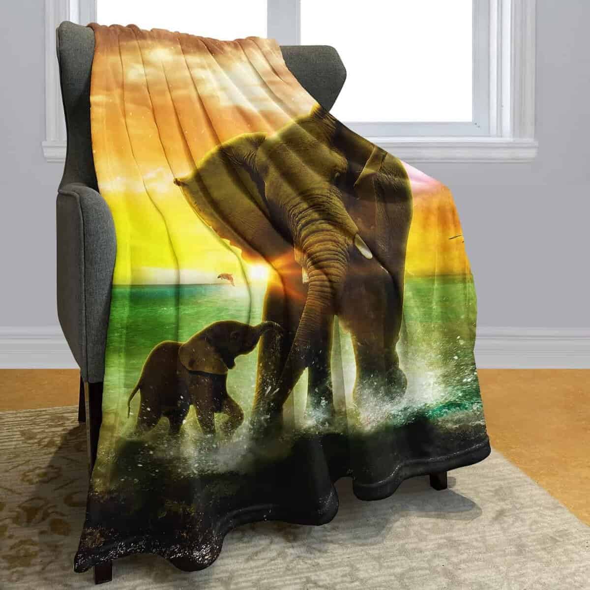 Manta de Elefantes Coloridos en la Playa HommomH 50"x80" - Imagen 3