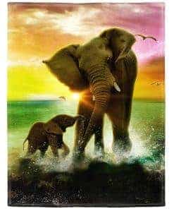 Manta de Elefantes Coloridos en la Playa HommomH 50"x80"