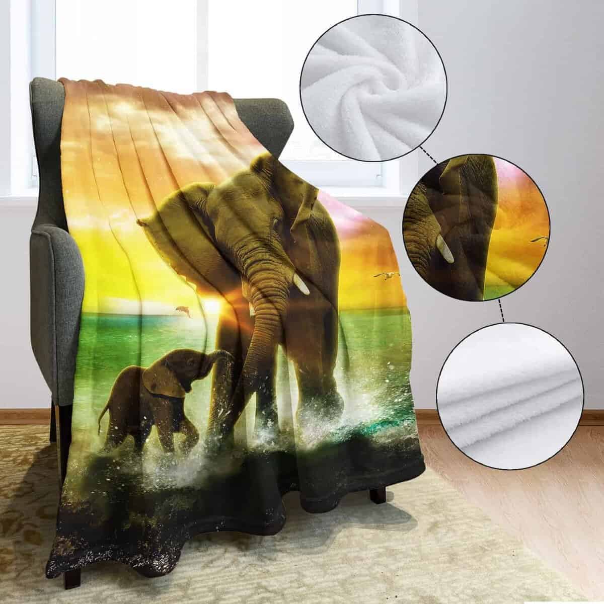 Manta de Elefantes Coloridos en la Playa HommomH 50"x80" - Imagen 5