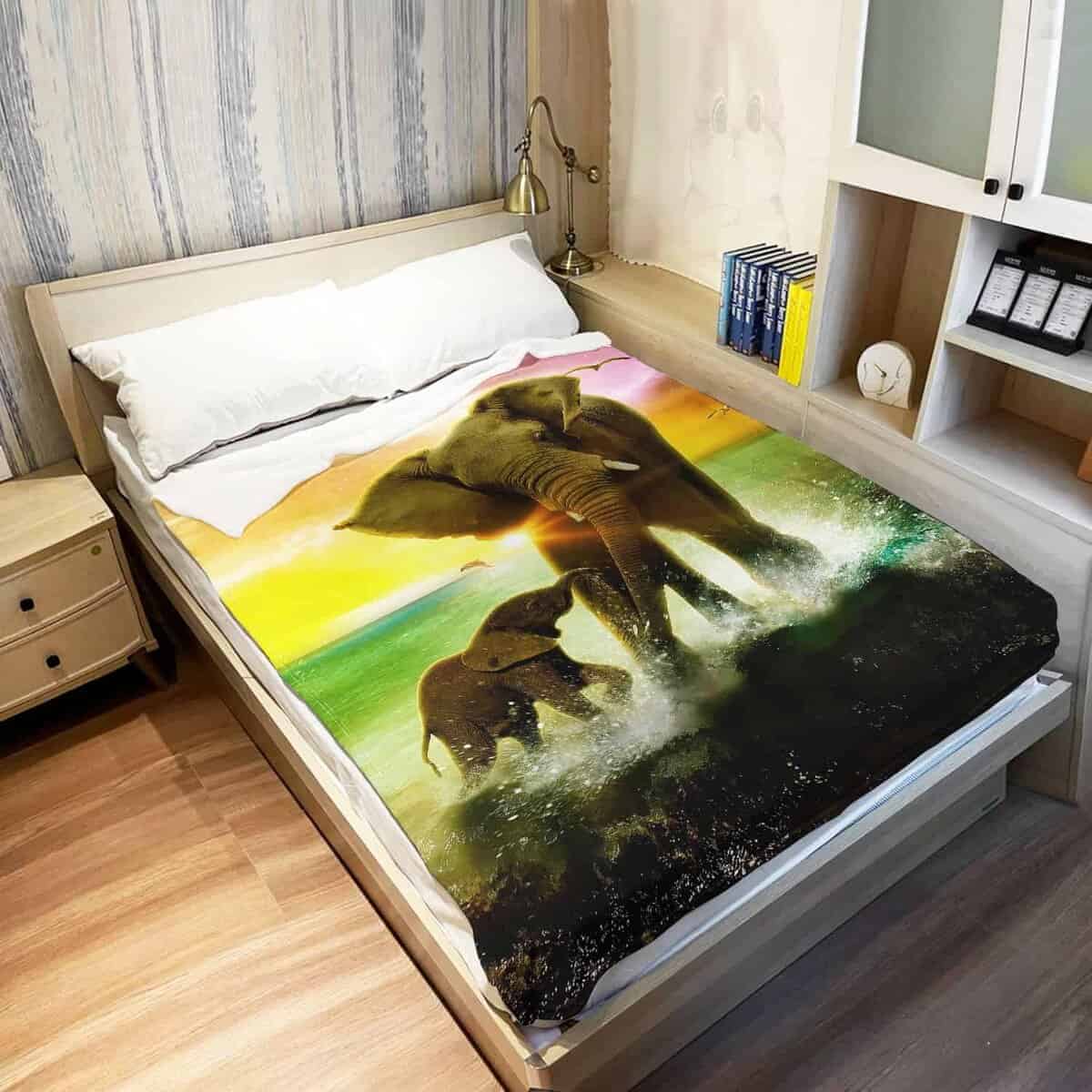 Manta de Elefantes Coloridos en la Playa HommomH 50"x80" - Imagen 4