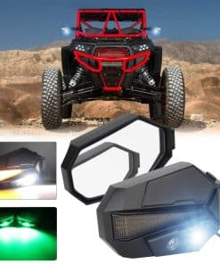 Espejos UTV con luces LED con luz verde para atraer