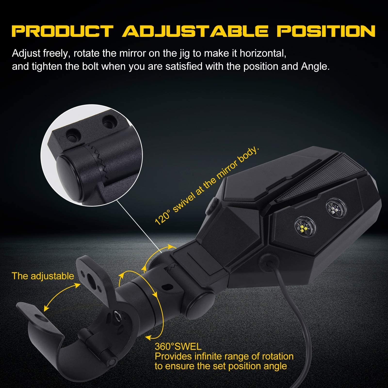 Espejos UTV con luces LED con luz verde para atraer - Imagen 4