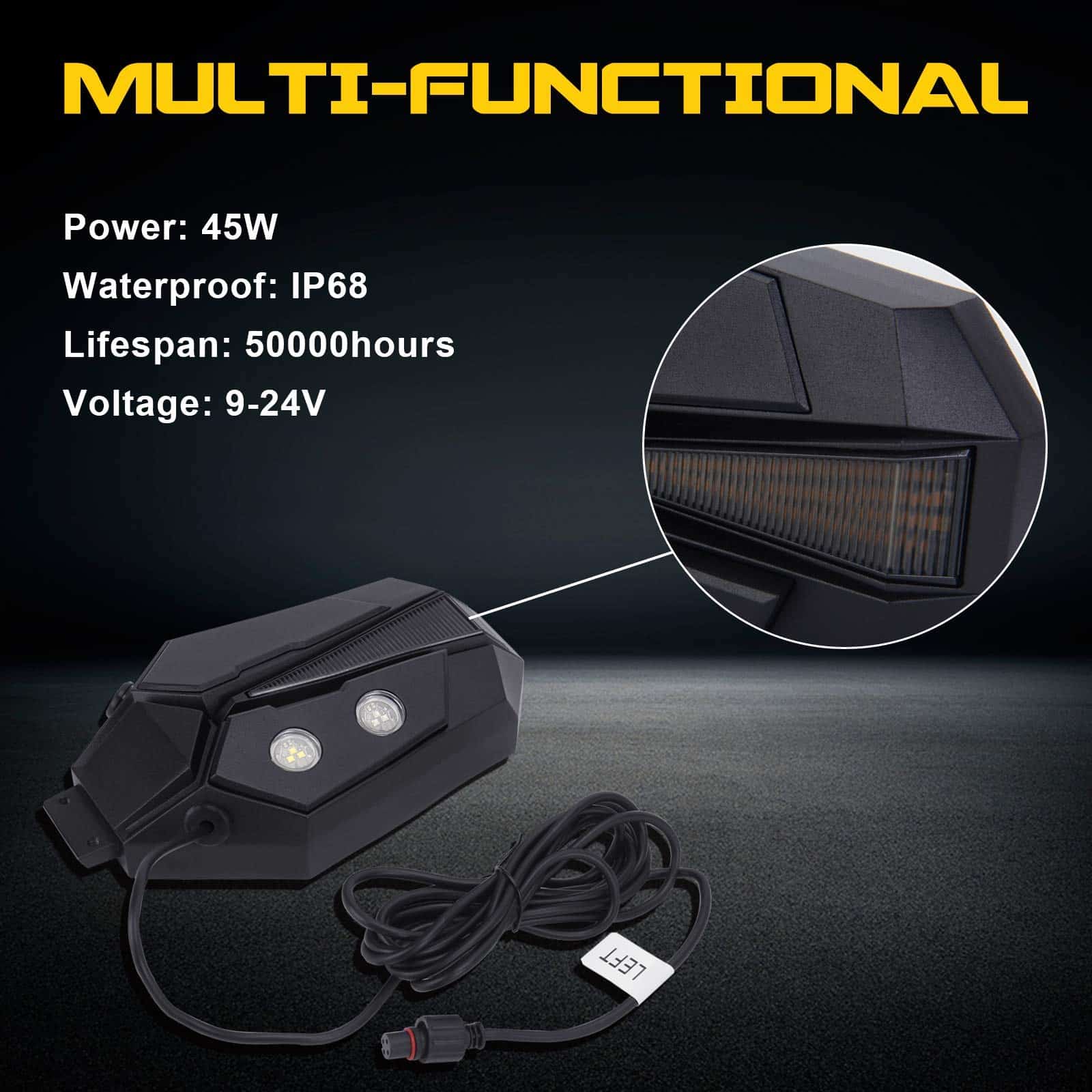 Espejos UTV con luces LED con luz verde para atraer - Imagen 7