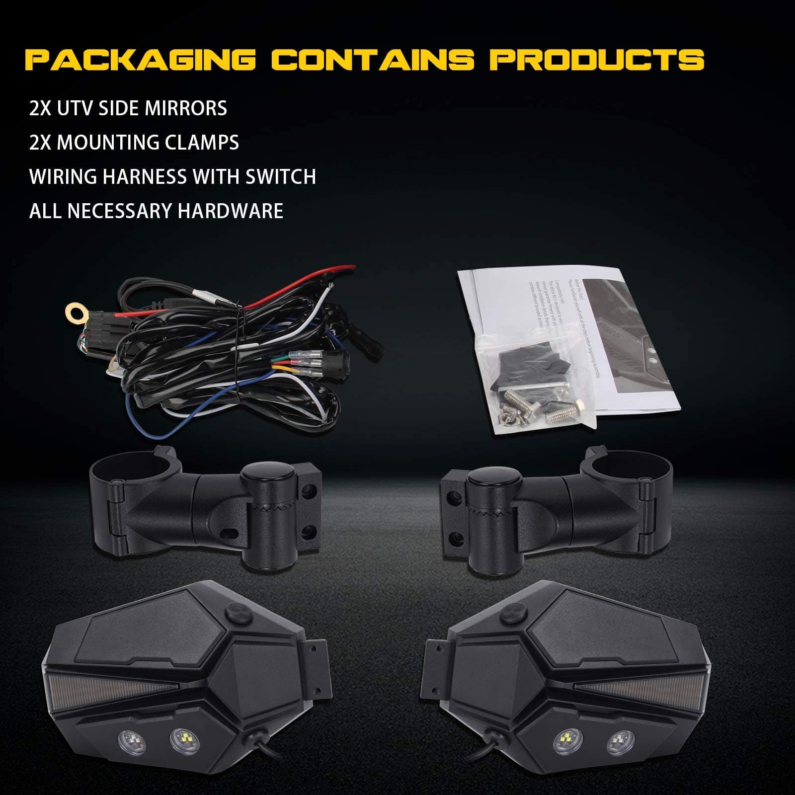 Espejos UTV con luces LED con luz verde para atraer - Imagen 9