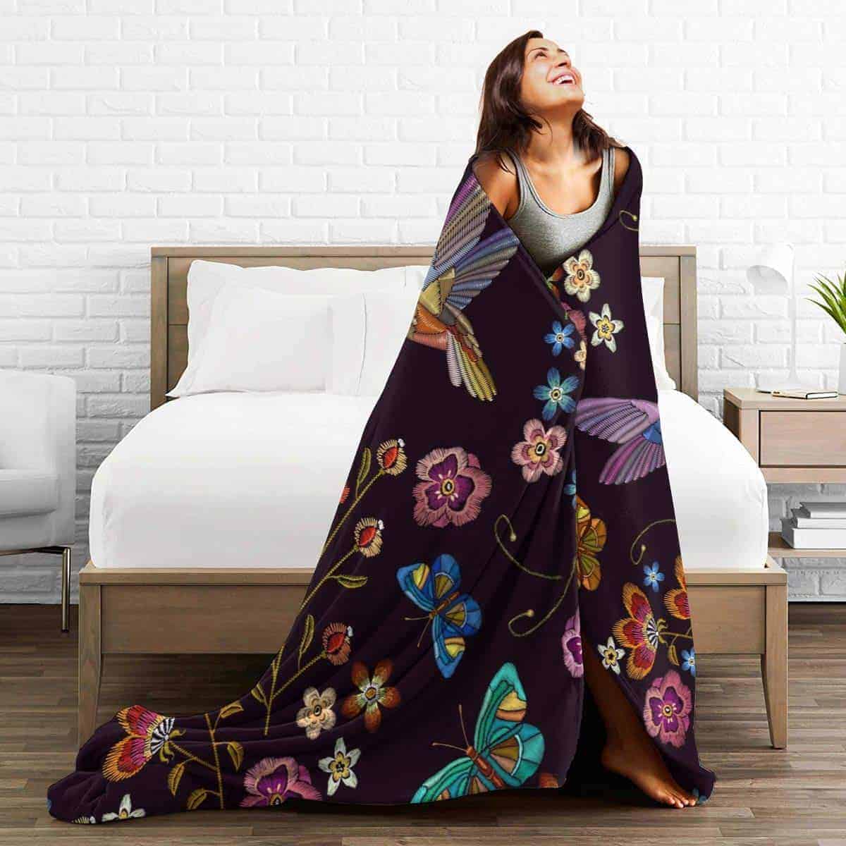 Manta de Forro Polar Abucaky Hummingbird Bird Ultra Suave y - Imagen 6