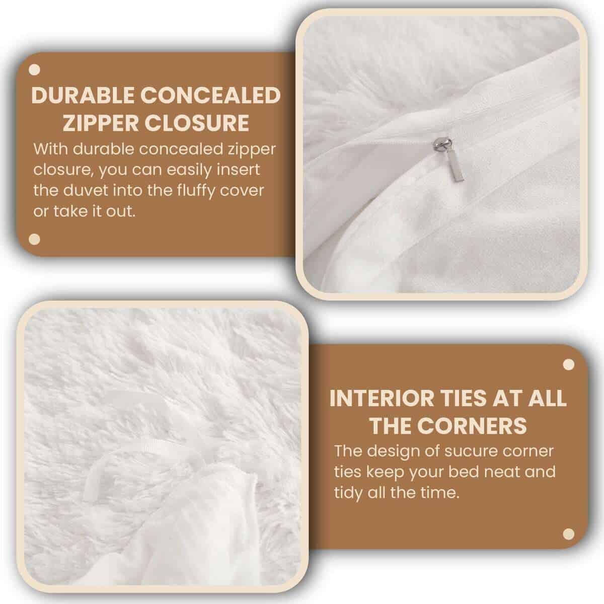 Juego de Funda Nórdica de Piel Sintética -Blanco - Imagen 7