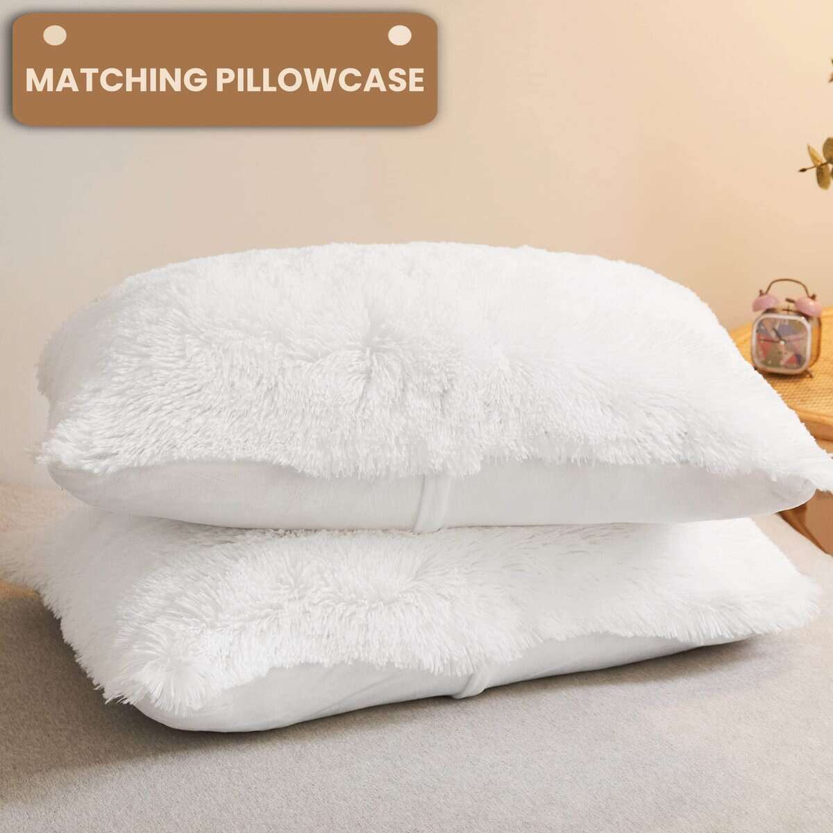 Juego de Funda Nórdica de Piel Sintética -Blanco - Imagen 5