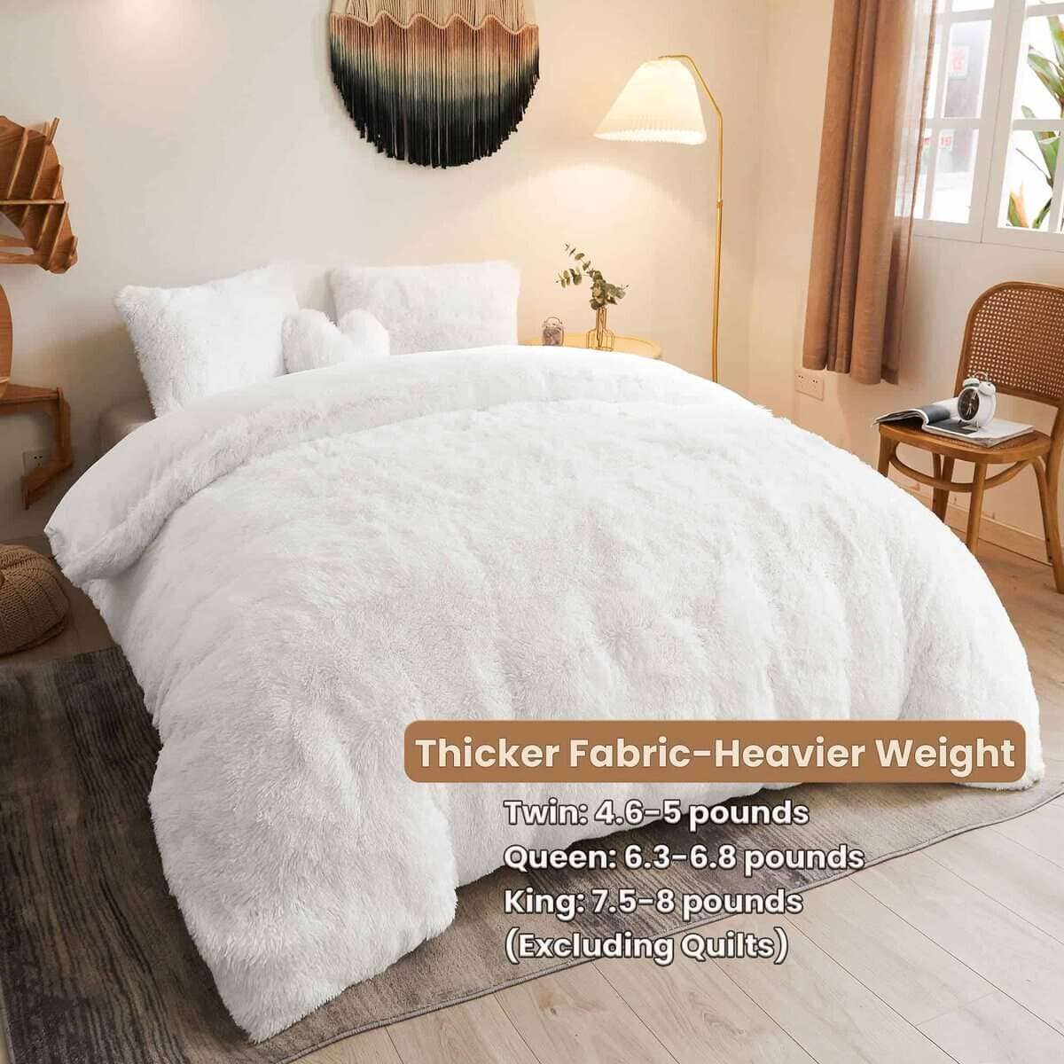 Juego de Funda Nórdica de Piel Sintética -Blanco - Imagen 3