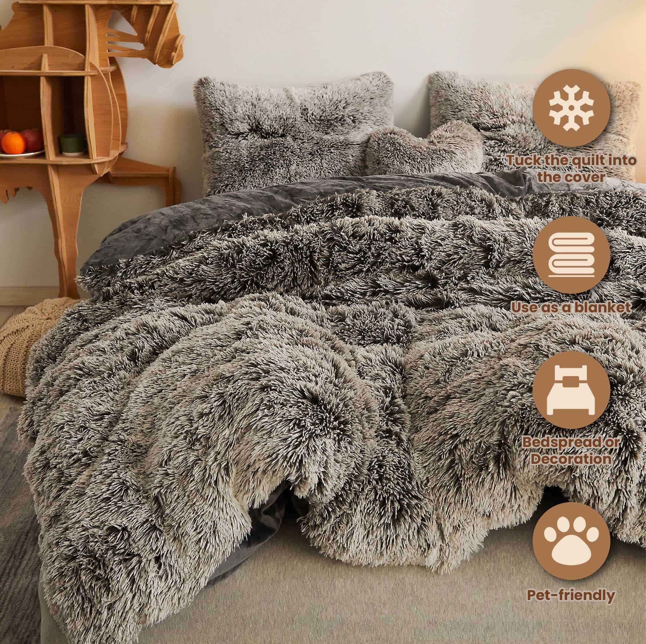 Juego de Funda de Edredón MEGO Luxury Shaggy Faux Fur, - Imagen 3