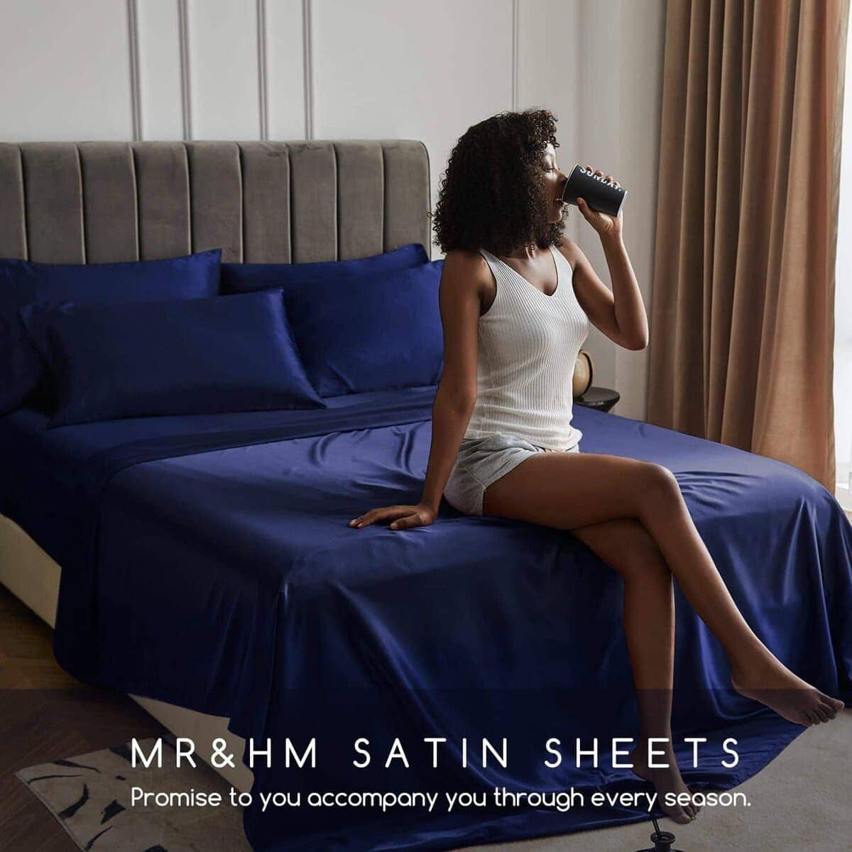 Juego de Sábanas de Satén MR&HM, Set de Sábanas de Tamaño - Imagen 8