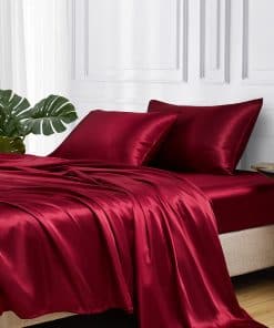 Juego de Sábanas de Satén MR&HM, Juego de -Borgoña