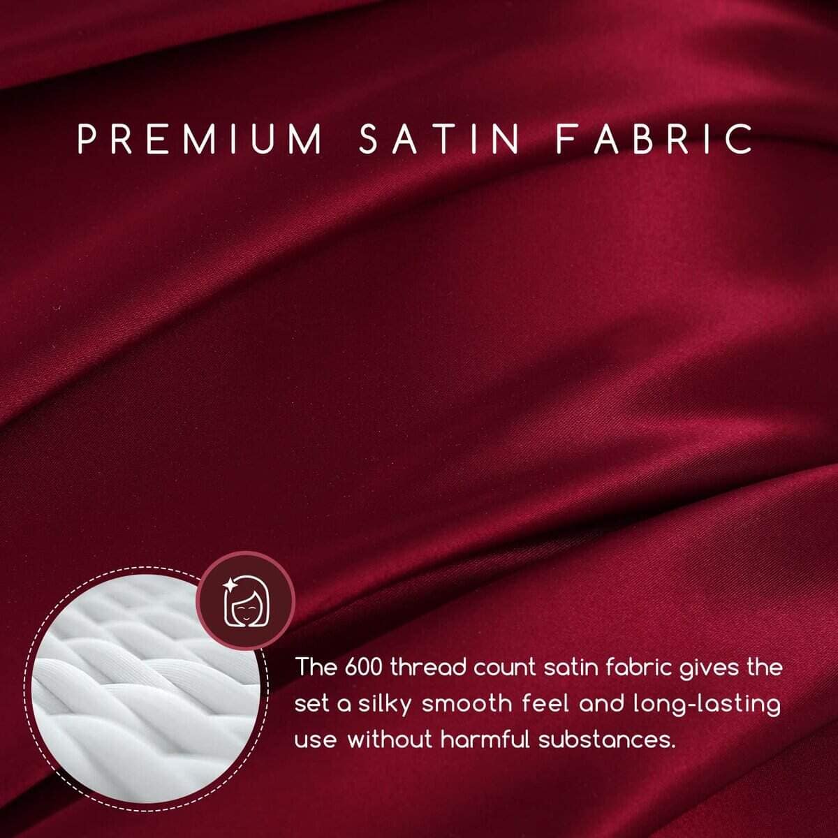 Juego de Sábanas de Satén MR&HM, Tamaño -Borgoña - Imagen 4