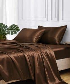 Juego de Sábanas de Satén MR&HM, tamaño -Marrón