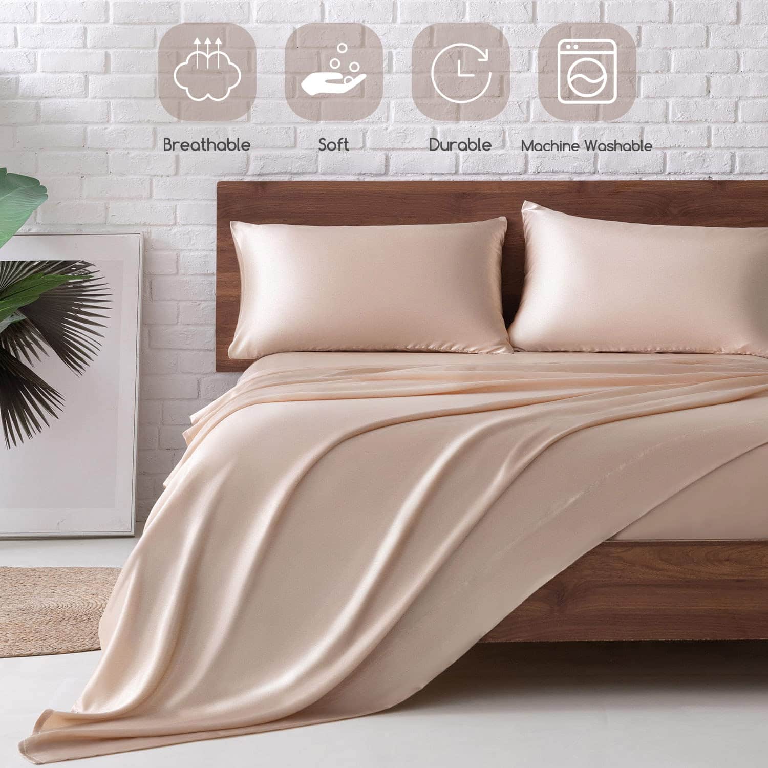 Juego de Sábanas de Satén MR&HM, Juego de -Champagne - Imagen 7