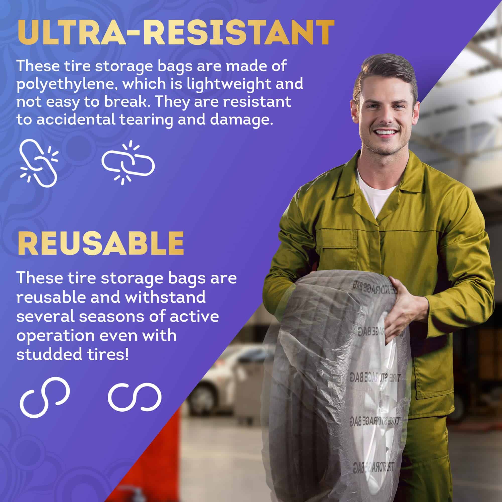 Bolsas de Almacenamiento de Llantas APQ Supply, 24 x 12 x - Imagen 4